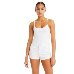 7 For All Mankind White Bohemian Coastal Low Rise Cuffed Denim Shorts Size 24